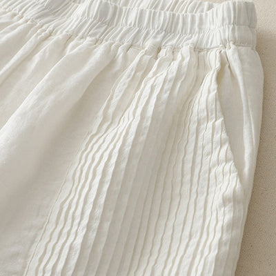 Buddha Stones Casual Plain Tucker Pleats Elastic Women's Polyester Wide Leg Pants With Pockets - image 9