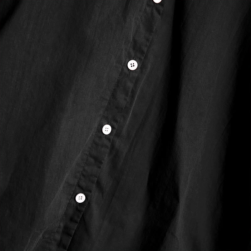 Buddha Stones Summer Casual Plain Breasted Notched Collar Short Sleeve Women's Cotton Linen Shirt - image 10