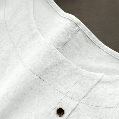 T-shirt décontracté à manches courtes pour femme Foviel, col rond, boutons et jacquard couleur unie, été