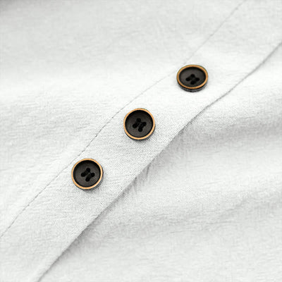 T-shirt décontracté à manches courtes pour femme Foviel, col rond, boutons et jacquard couleur unie, été