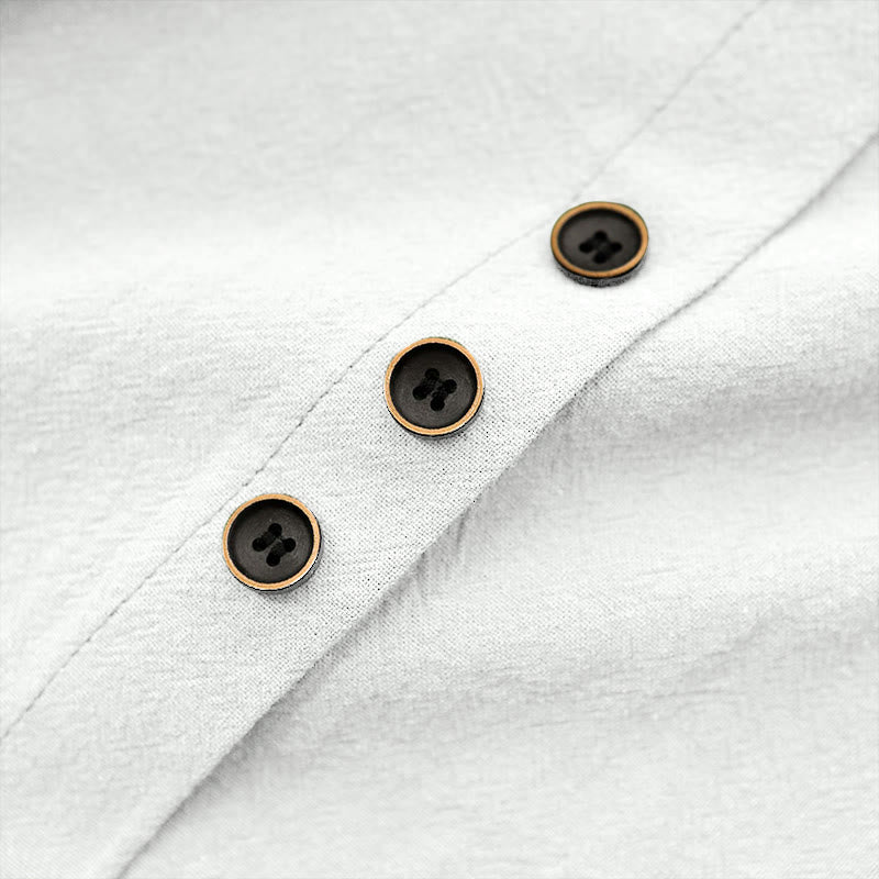 T-shirt décontracté à manches courtes pour femme Foviel, col rond, boutons et jacquard couleur unie, été