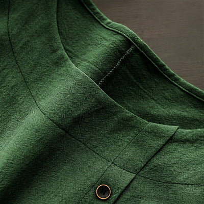 T-shirt décontracté à manches courtes pour femme Foviel, col rond, boutons et jacquard couleur unie, été
