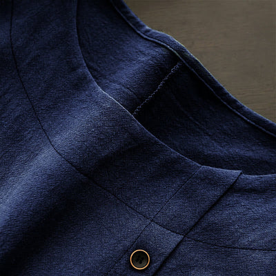 T-shirt décontracté à manches courtes pour femme Foviel, col rond, boutons et jacquard couleur unie, été