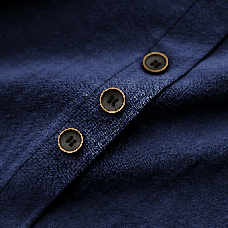 T-shirt décontracté à manches courtes pour femme Foviel, col rond, boutons et jacquard couleur unie, été
