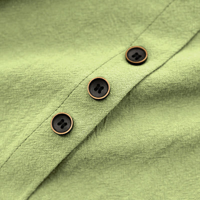 T-shirt décontracté à manches courtes pour femme Foviel, col rond, boutons et jacquard couleur unie, été