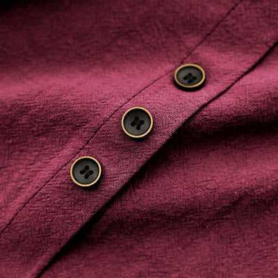 T-shirt décontracté à manches courtes pour femme Foviel, col rond, boutons et jacquard couleur unie, été