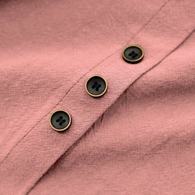 T-shirt décontracté à manches courtes pour femme Foviel, col rond, boutons et jacquard couleur unie, été