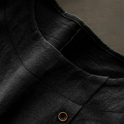 T-shirt décontracté à manches courtes pour femme Foviel, col rond, boutons et jacquard couleur unie, été