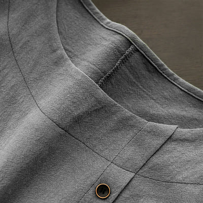 T-shirt décontracté à manches courtes pour femme Foviel, col rond, boutons et jacquard couleur unie, été