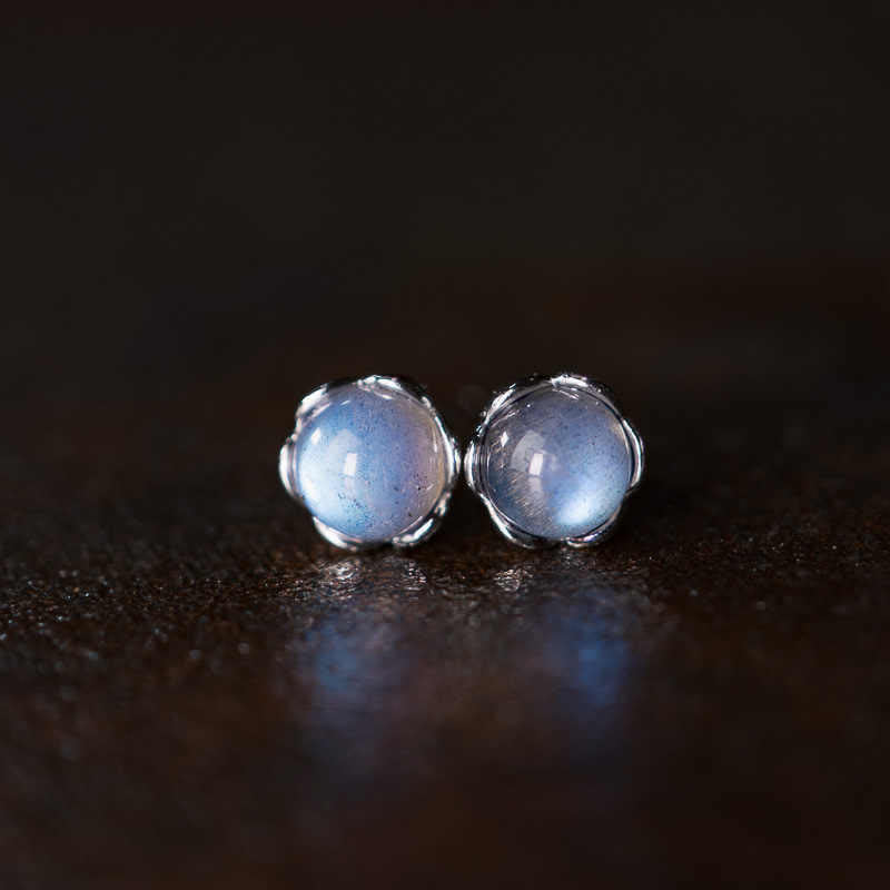 Foviel 925 Sterling Silber Moonstone positive Ohrringe