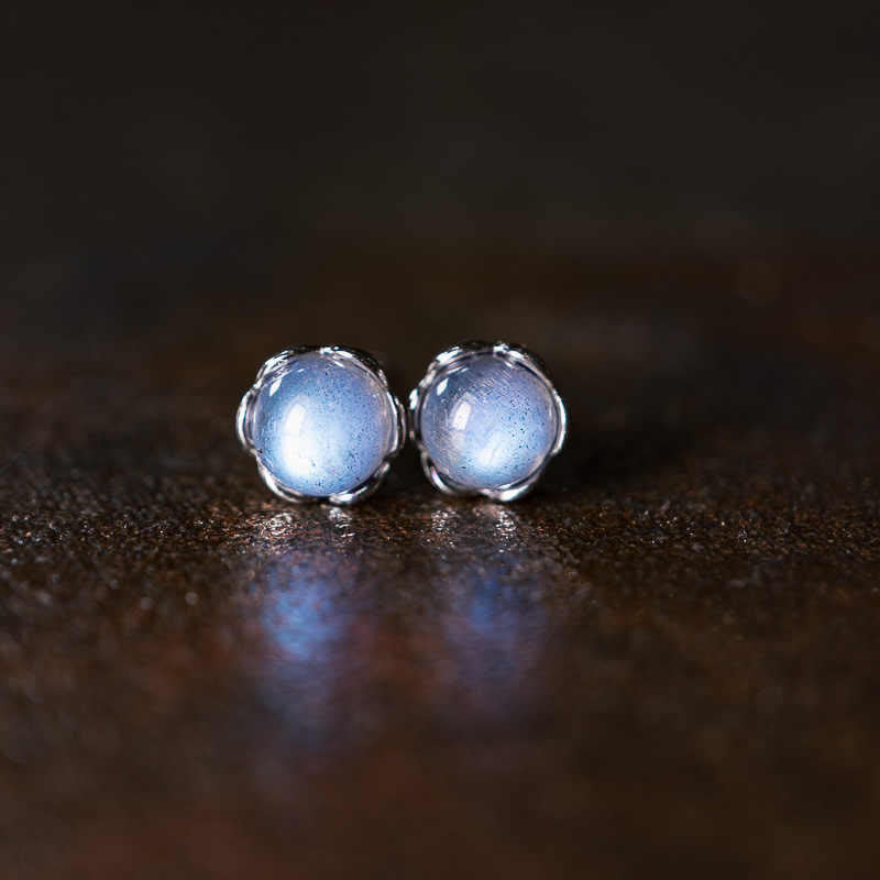 Foviel 925 Sterling Silber Moonstone positive Ohrringe