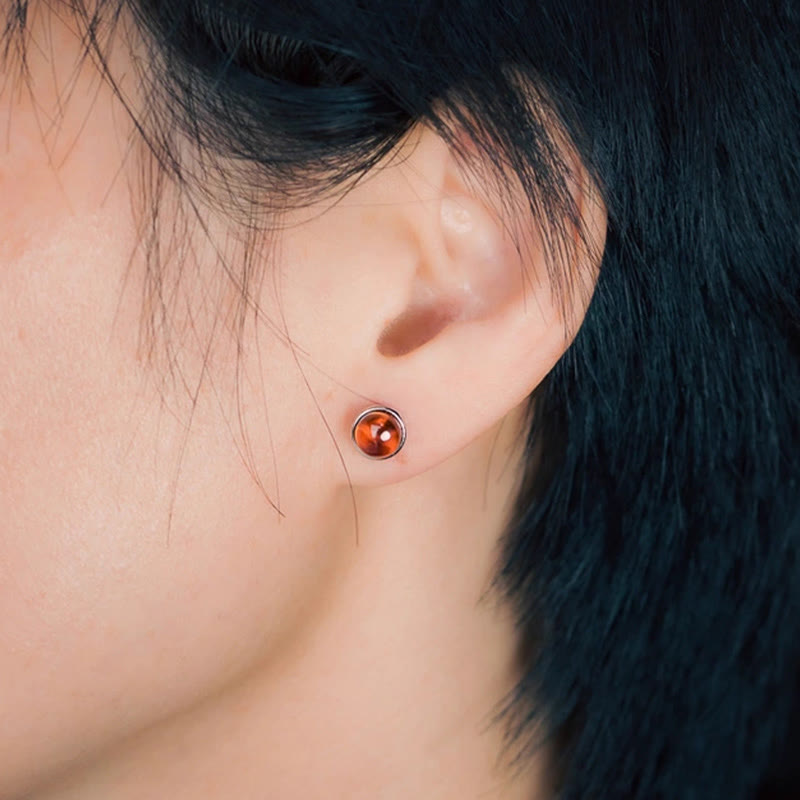 Boucles d'oreilles de protection Foviel en argent sterling 925 et grenat