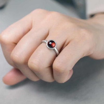 Foviel Natürlich 925 Sterling Silber Granat verstellbarer Schutzring