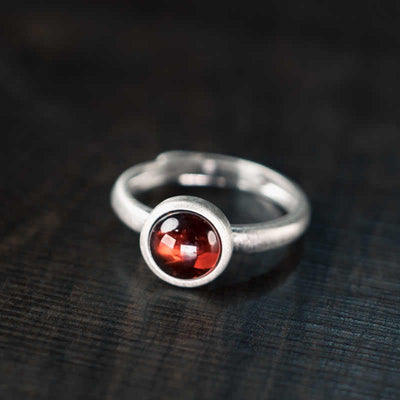 Foviel Natürlich 925 Sterling Silber Granat verstellbarer Schutzring