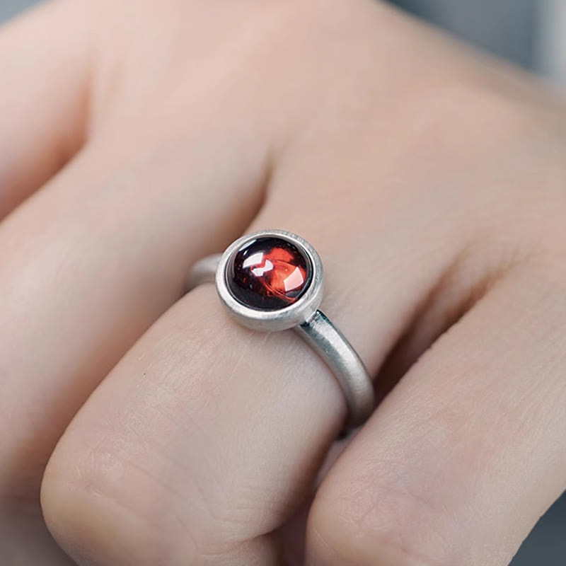 Foviel Natürlich 925 Sterling Silber Granat verstellbarer Schutzring