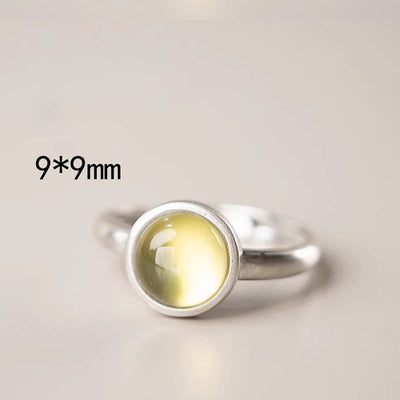 Bague de bonheur réglable Foviel Natural en argent sterling 925, préhnite et citrine