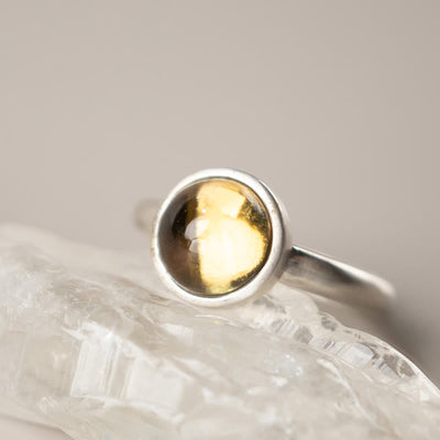 Bague de bonheur réglable Foviel Natural en argent sterling 925, préhnite et citrine