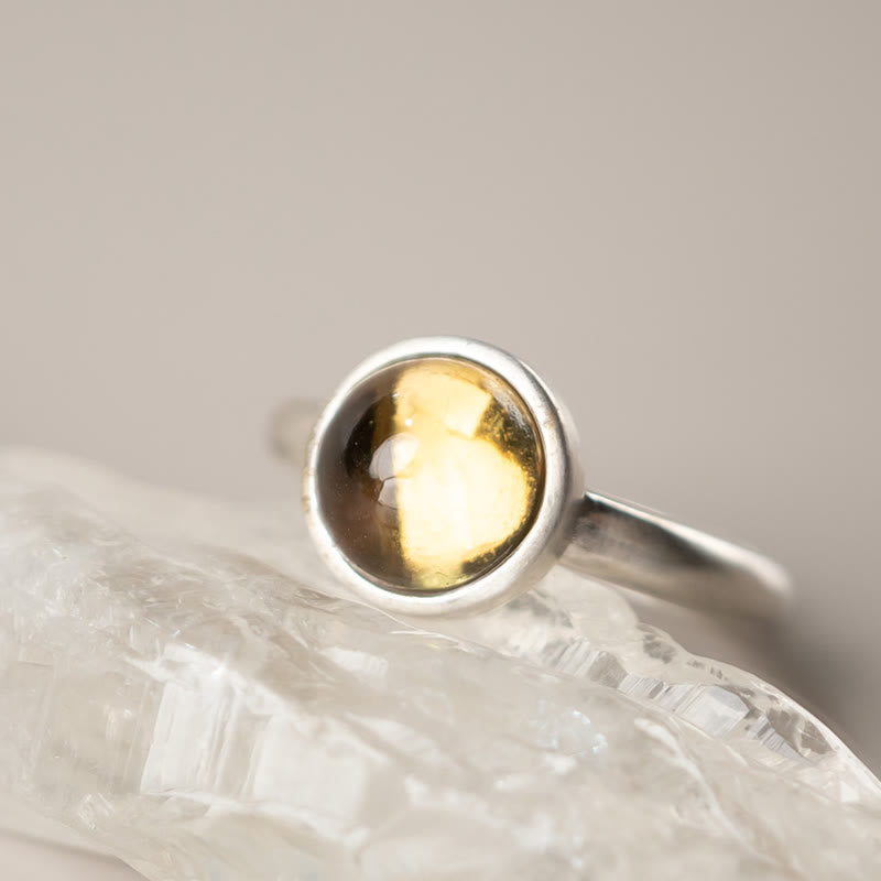Bague de bonheur réglable Foviel Natural en argent sterling 925, préhnite et citrine