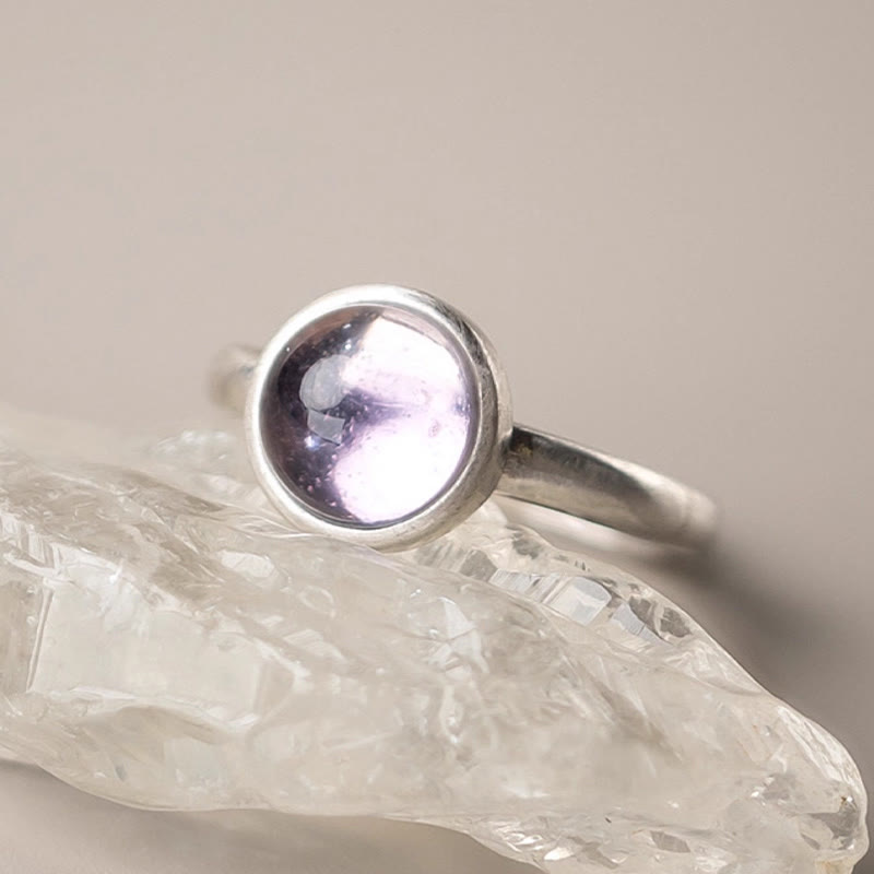 Buddha Stones Natural 925 Sterling Silver Amethyst Adjustable Balance Ring - image 2