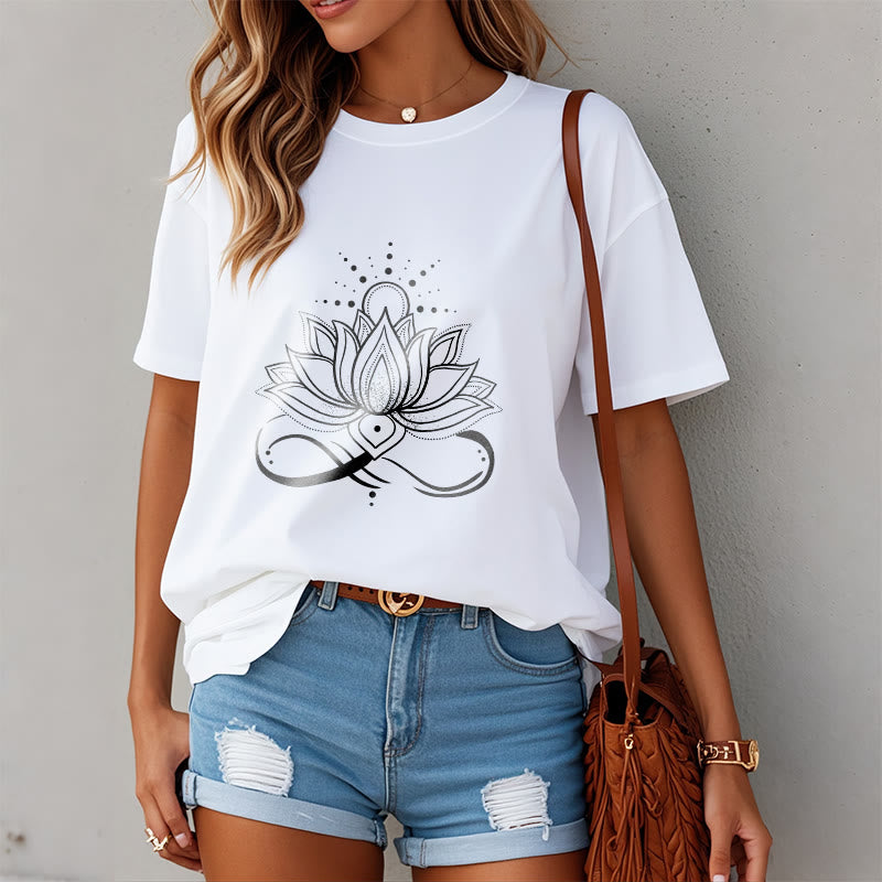Foviel Lotus Flower Sun Design Tee T-shirt