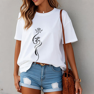 T-shirt Foviel motif fleur de lotus Om