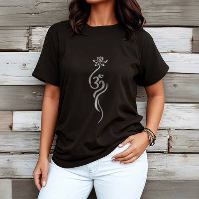T-shirt Foviel motif fleur de lotus Om