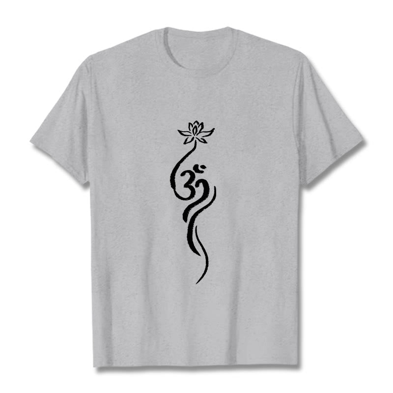 T-shirt Foviel motif fleur de lotus Om