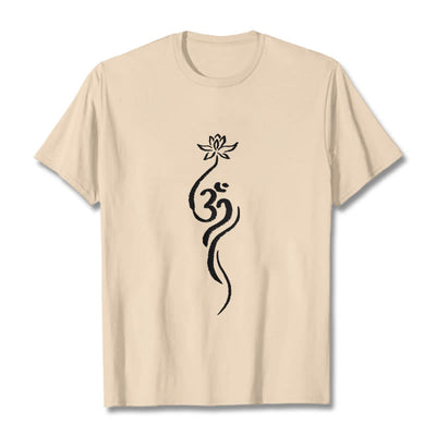 T-shirt Foviel motif fleur de lotus Om