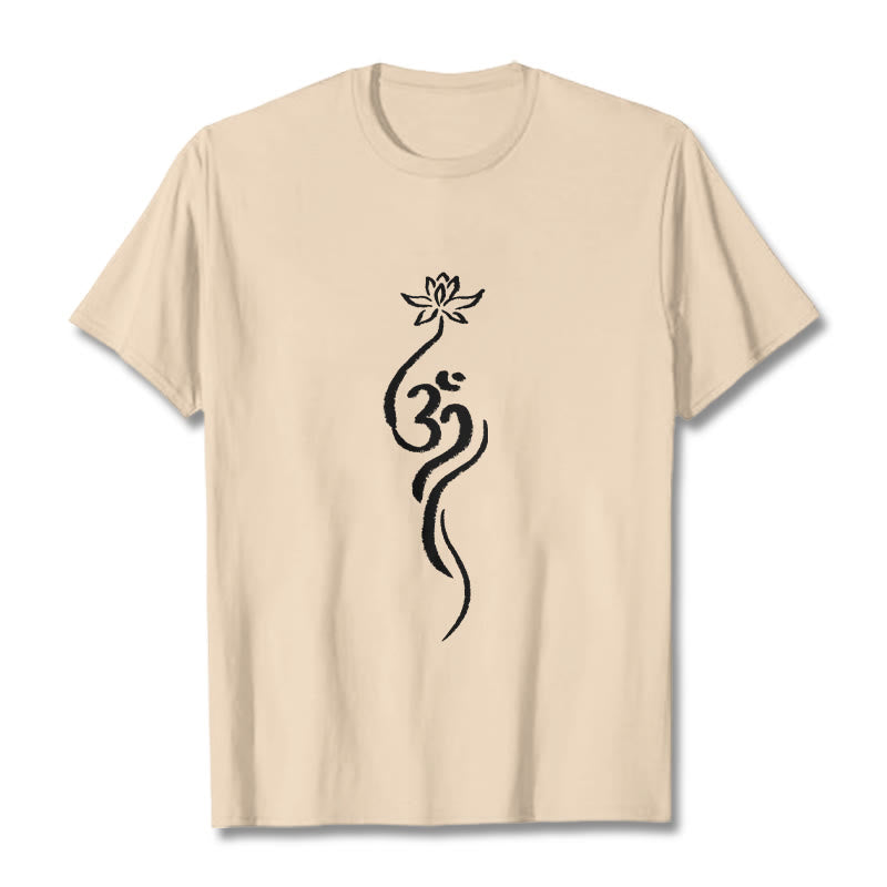 T-shirt Foviel motif fleur de lotus Om