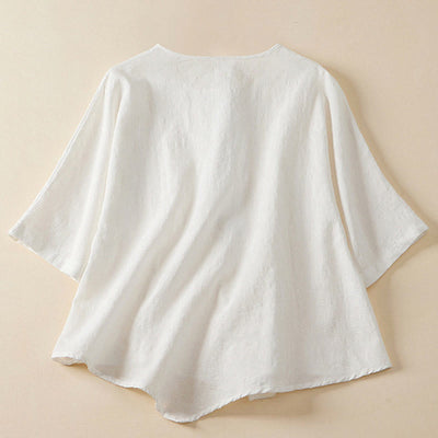 Buddha Stones Casual Flower Colorful Frog Button Half Sleeve Women's Shirt - image 15