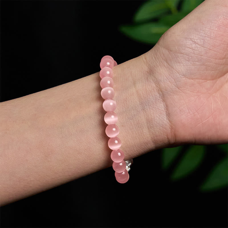 Foviel Natürliche Katze Auge Perlen 990 Sterling Silber Pixiu Positives Armband