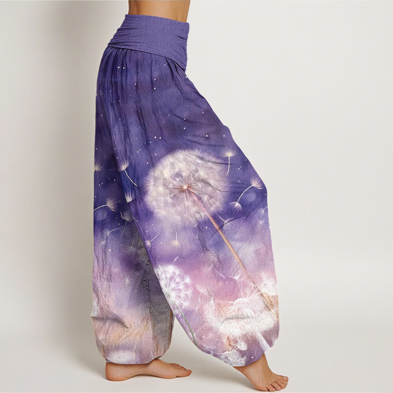 Buddha Stones Casual Dandelion Pattern Women's Elastic Waist Harem Pants - image 3