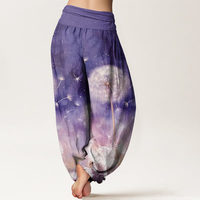 Buddha Stones Casual Dandelion Pattern Women's Elastic Waist Harem Pants - image 2