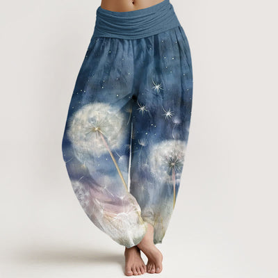 Buddha Stones Casual Dandelion Pattern Women's Elastic Waist Harem Pants - SteelBlue - US22，UK/AU26，EU54 (6XL) - image 5