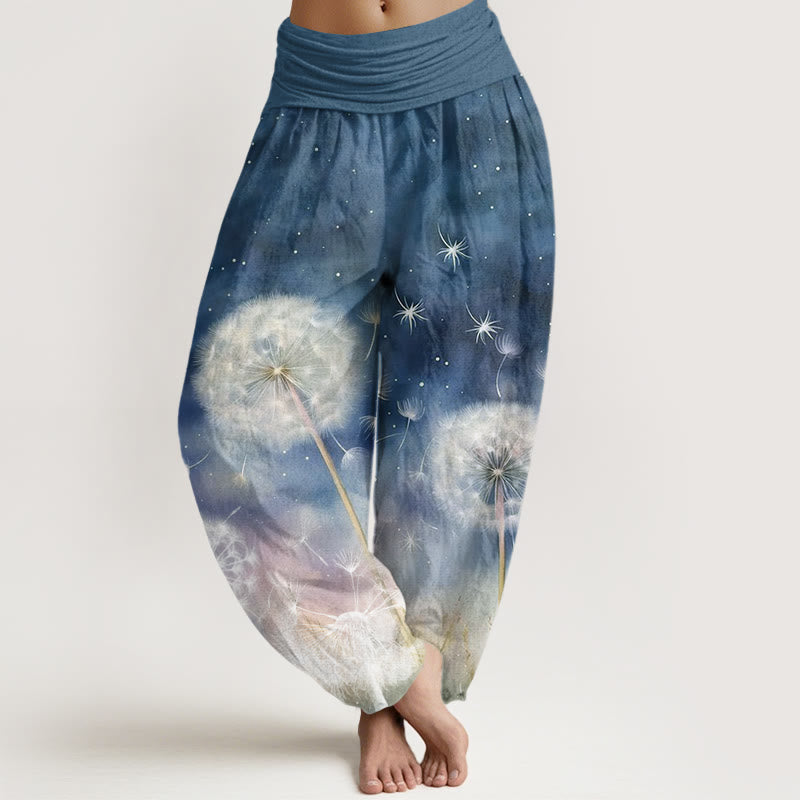 Buddha Stones Casual Dandelion Pattern Women's Elastic Waist Harem Pants - SteelBlue - US22，UK/AU26，EU54 (6XL) - image 5