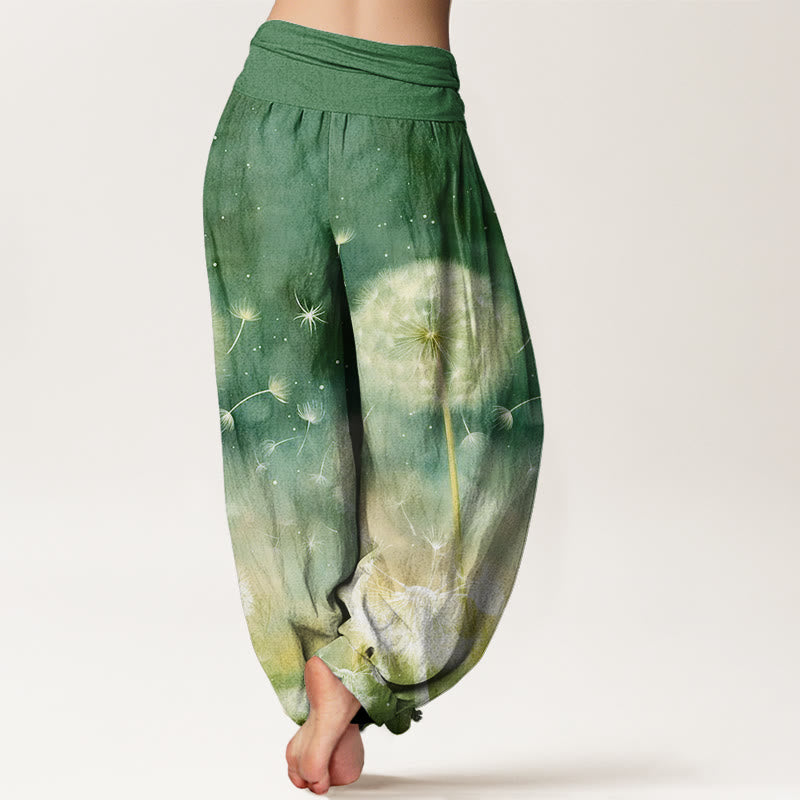 Buddha Stones Casual Dandelion Pattern Women's Elastic Waist Harem Pants - image 9