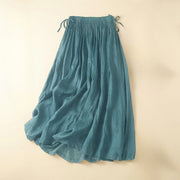 Foviel Plain Lace Up Elastic Waist Women's Skirt With Pockets