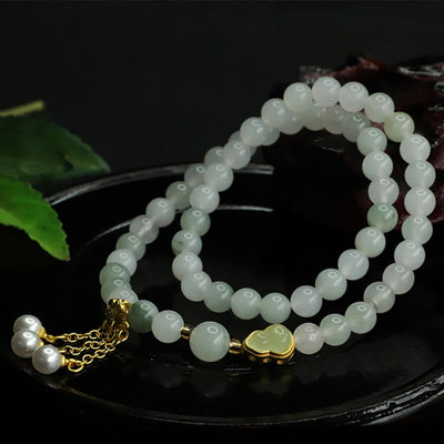Foviel Natural Tianshan Jade Lotus Gourd Double Circle Prosperity Bracelet