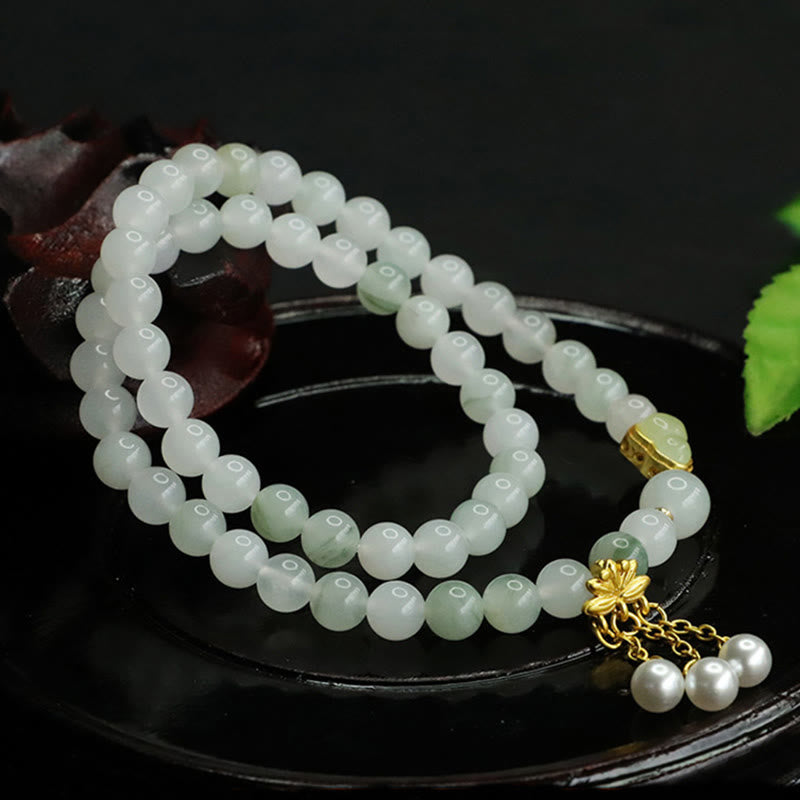 Foviel Natural Tianshan Jade Lotus Gourd Double Circle Prosperity Bracelet