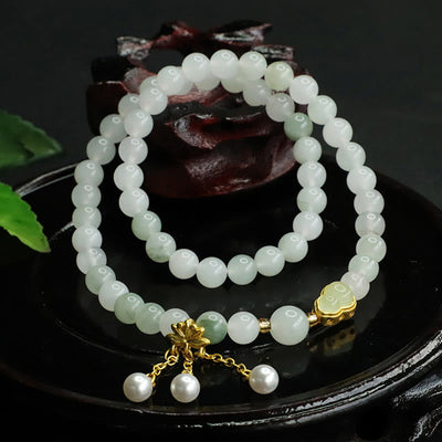 Foviel Natural Tianshan Jade Lotus Gourd Double Circle Prosperity Bracelet