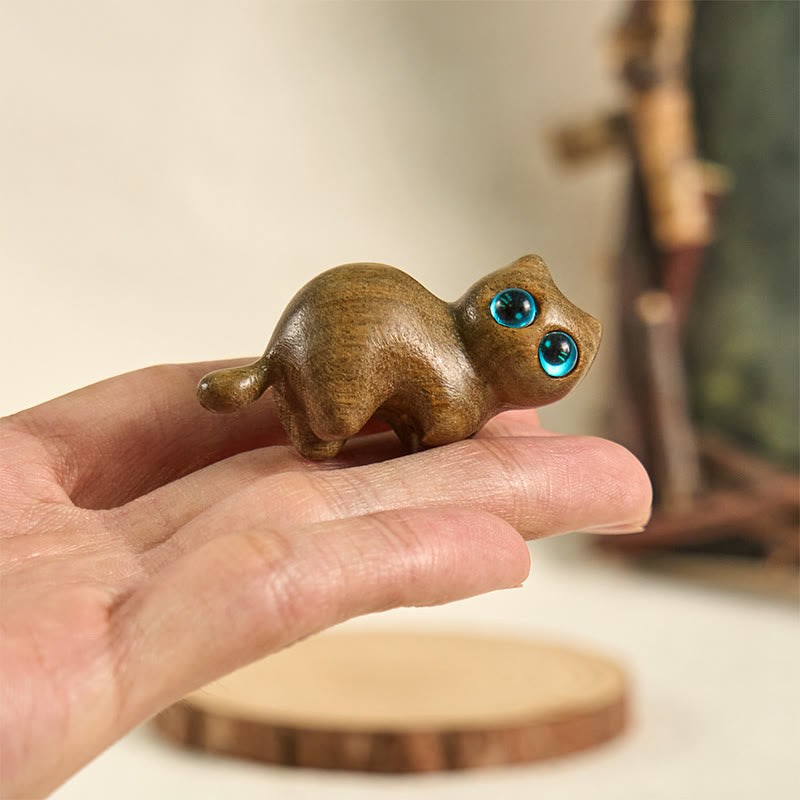 Décoration de bureau apaisante Foviel, petit chat mignon qui s'étire, sculpté