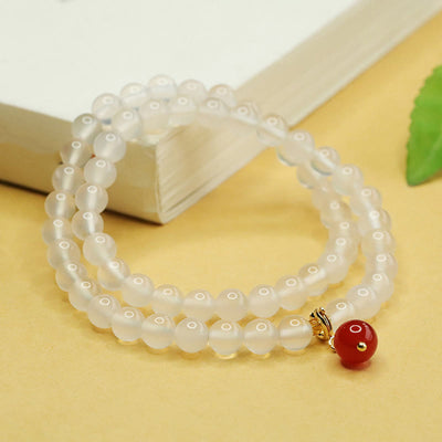Foviel Natürliche Chalcedon rote Achat Perlen Doppelschicht Harmonie positives Armband