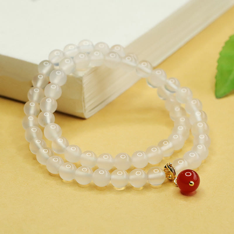 Foviel Natürliche Chalcedon rote Achat Perlen Doppelschicht Harmonie positives Armband