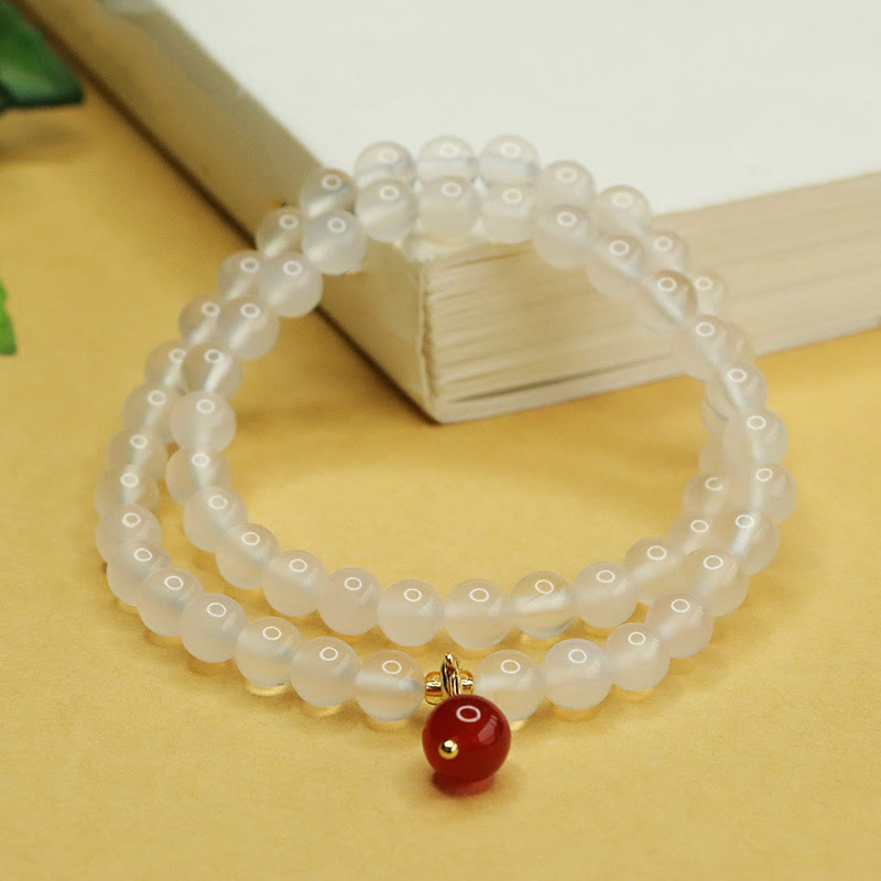 Foviel Natürliche Chalcedon rote Achat Perlen Doppelschicht Harmonie positives Armband