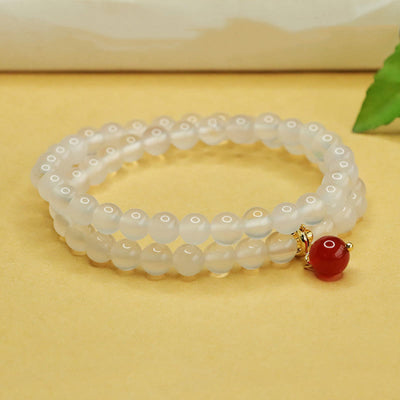 Foviel Natürliche Chalcedon rote Achat Perlen Doppelschicht Harmonie positives Armband