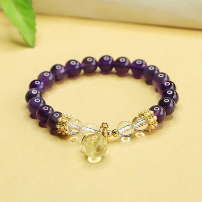 Foviel Natürliche Amethyst Citrin Geldbeutel Balance Armband