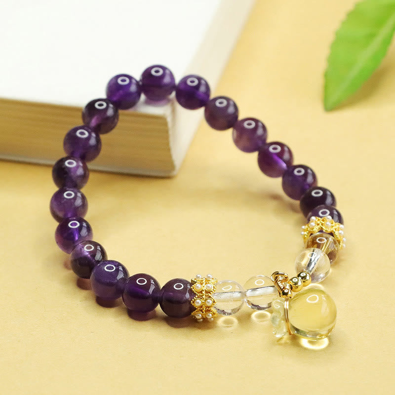 Foviel Natürliche Amethyst Citrin Geldbeutel Balance Armband