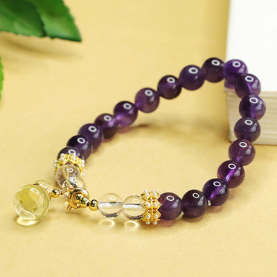 Foviel Natürliche Amethyst Citrin Geldbeutel Balance Armband