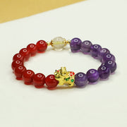 Foviel Natural Amethyst Red Agate Pi Xiu Balance Bracelet