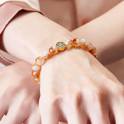 Foviel 999 Sterling Silber Citrin Om Mani Padme Hum Schutz Armband